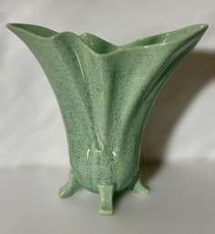 Gorgeous One Of A Kind Decorative Ruffle Floral Green Pottery Vase