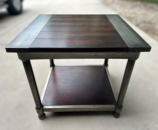 Sleek Metal & Wood End Table