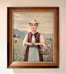 Vintage Swiss Country Wall Art In A Custom Wood Frame