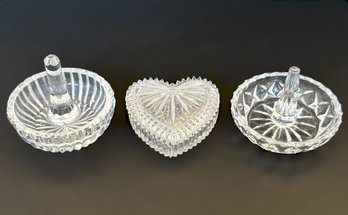 Vintage Cut Glass Vanity Jewelry Dishes