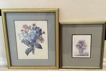 Beautiful Set Of Vintage Floral Prints In Custom Frames