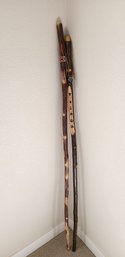 Wonderfully Unique Hand Carved Walking Sticks - Lot Of 2