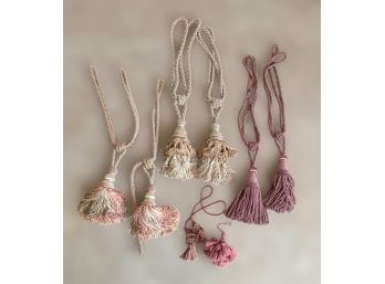 Lovely Shades Of Pink Fringe Curtain Tie Backs. Lot Of 8