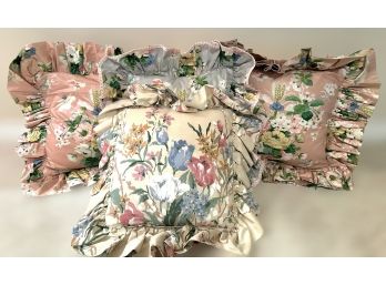 Beautiful Floral Decorative Pillows. Lot Of 4