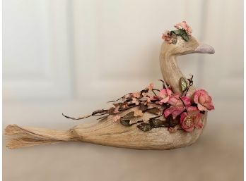Swan With Delicate Pink Flowers