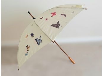 Pristine World Wildlife Foundation Butterfly Print Ivory Umbrella