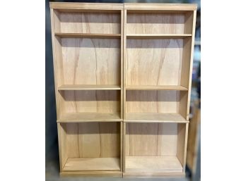 4 Tier Solid Wood Bookshelves - Set Of 2