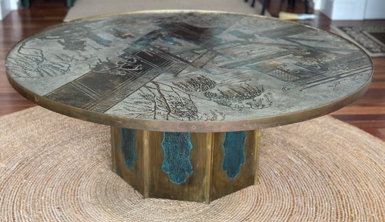 Signed Phillip & Kelvin LaVerne Polychromed Chinoiserie Coffee/Cocktail Table