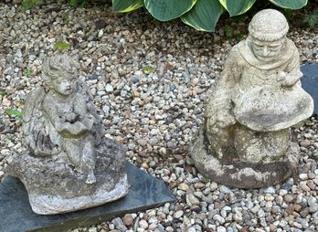 Lot Of 2 Cement Garden Statues