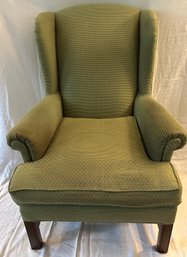 Upholstered Green Wingback Chair