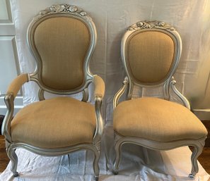 Set Of Two Upholstered Victorian Chairs