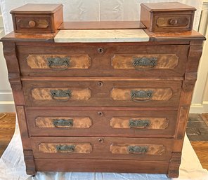 Vintage Eastlake Four-drawered Dresser With Marble Top