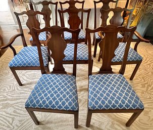 Set Of 8 Wood Upholstered Dining Room Chairs