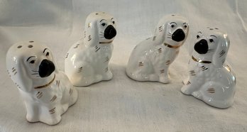 Two Sets Staffordshire-like Dog Salt And Pepper Shakers