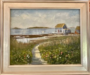 Oil On Canvas By Xouts Fisherman's Hut On Shore
