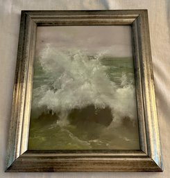 Signed Ellen Pelletier Framed Pastel Of Ocean Waves By