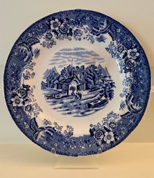 Blue And White Staffordshire Pottery 'Country Scene' Plate