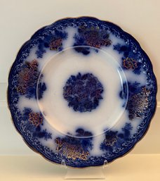 English Blue And White Gold Embellished Plate