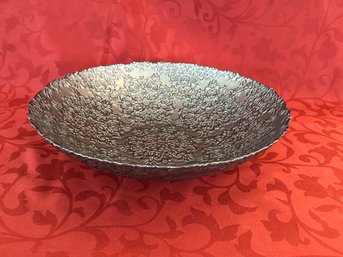 Enameled Grey Ornate Decorative Bowl