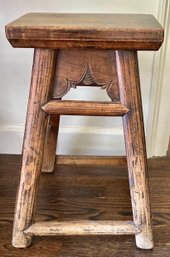 Wooden Stool With Carved Decoration