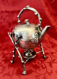 Mappin & Webb Silver Plate Teapot On Stand Over Warmer