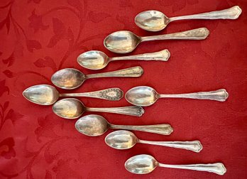 Lot Of 10 Varied Silver Plate Spoons