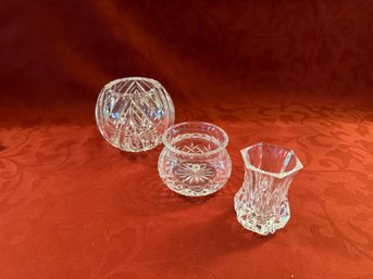 Lot Of 3 Small Crystal Decorative Bowls