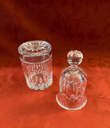 Lot Of 2 Crystal Bell And Jar W/lid Lismore Pattern