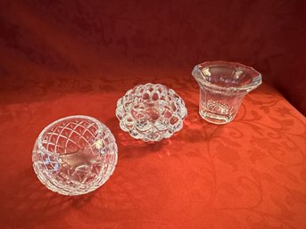 Lot Of 3 Small Crystal Decorative Votive Candleholders