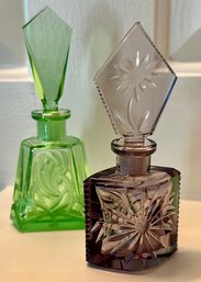 Lot Of 2 Vintage Glass Perfume Bottles