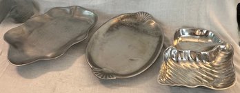 Lot Of Three Silver-Toned Serving Trays Mariposa And Wilton