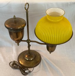 Vintage  Electric Glass And Brass Table Lamp