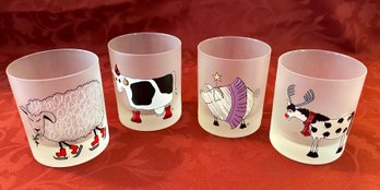 Set Of Four Dartington Designed Holiday Glasses