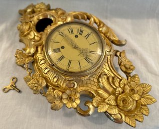 Bucherer Gold Wall Clock W/ Key