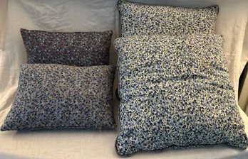 Lot Of Four Throw Pillows In A Blueberry Pattern