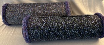 Lot Of 2 Bolster Pillows With Blueberry Print
