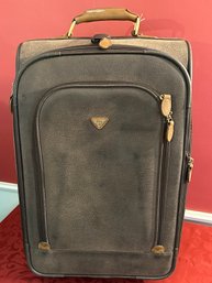Leather Boyt Suitcase With Various Compartments And Pull Handle And Wheels
