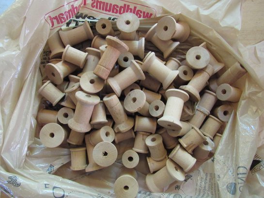 Group Of Unfinished Wooden Spools