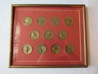 Bronze Coin Set Of 11 National Parks Framed