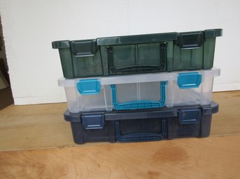 3 Plastic Cases With Carrying Handles