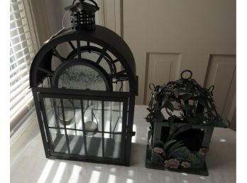 2 Metal Hanging Tea Candle Holders