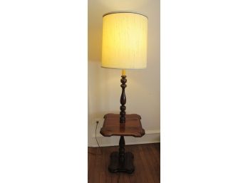 Vintage Wooden Floor Lamp End Table