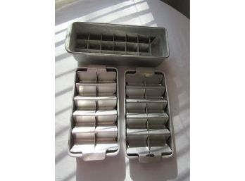 Group Of 3 Aluminum Ice Cube Trays