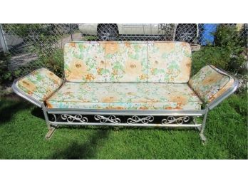 Vintage Aluminum Vinyl Patio Glider Sofa Porch 1950's