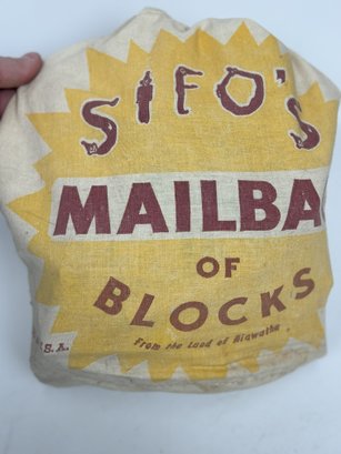 Sifo's Vintage Mailbag Of Blocks - A Nostalgic Toy Treasure