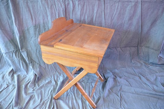 Charming Vintage Child's Slant Top Desk In Hitchcock Style - Antique Wooden Furniture
