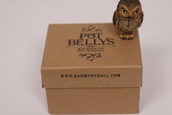 Harmony Ball Pot Bellys Elf Owl Miniature - Delightful Trinket Box