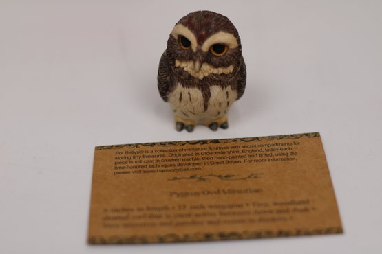 Harmony Ball Pot Bellys Miniature Owl Figurine - Intricately Crafted Trinket