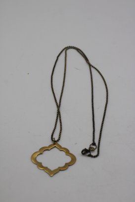 Modern Geometric Faux Gold Pendant Necklace On Ball Chain