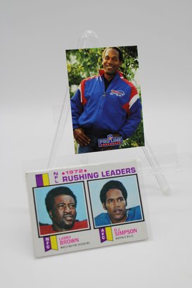 Rare O.J. Simpson Football Card Set - 1973 Topps Rushing Leaders & 1991 Pro Line Portraits